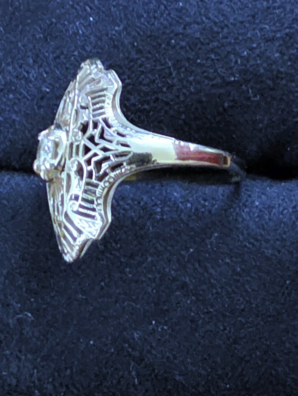 14k Diamond Filigree White Gold Ring (Vintage)
